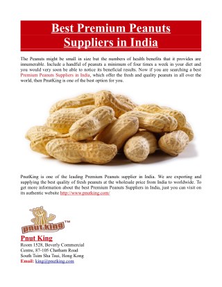 Best Premium Peanuts Suppliers in India