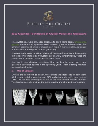 Easy Cleaning Techniques of Crystal Vases and Glassware