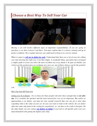 Choose a Best Way To Sell Your Car
