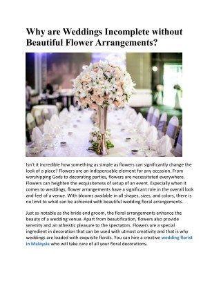 Why are Weddings Incomplete without Beautiful Flower Arrangements?