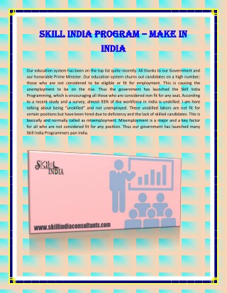 Skill India Program â€“ Make in India