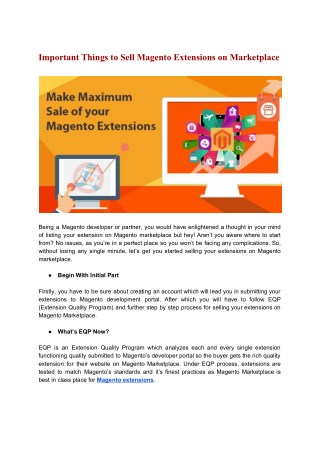 Important Things For Developers to Sell Magento Extensions on Marketplace
