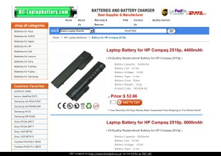 Laptop Battery for HP Compaq 2510p