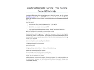 Visit Here for Online Oracle GoldenGate Training by Experts