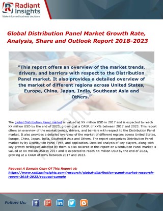 Global Distribution Panel Market Growth Rate, Analysis, Share and Outlook Report 2018-2023