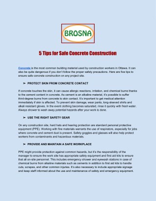 5 Tips for Safe Concrete Construction