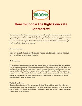 How to Choose the Right Concrete Contractor