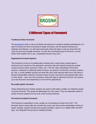 5 Different Types of Formwork