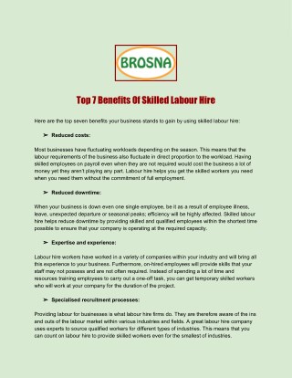 Top 7 Benefits Of Skilled Labour Hire