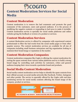 Content Moderation Services for Social Media