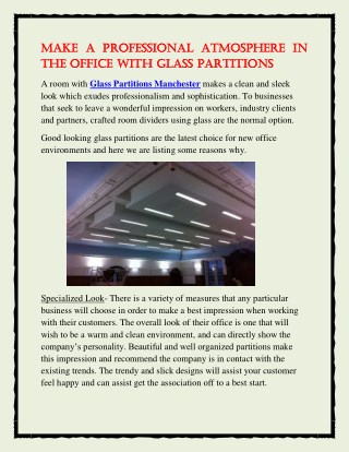 Make a Professional Atmosphere in the Office With Glass Partitions