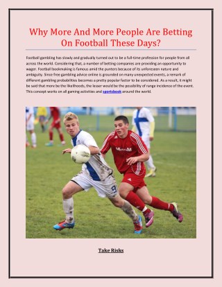 Why More And More People Are Betting On Football These Days?