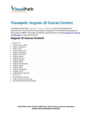 Angularjs Course Content