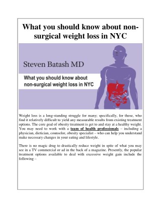 What you should know about non-surgical weight loss in NYC