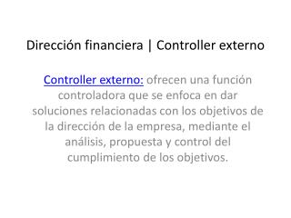 DirecciÃ³n financiera | Controller externo