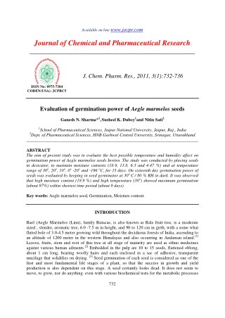 Evaluation of germination power of Aegle marmelos seeds