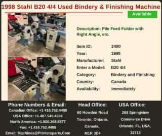 Buy Used 1998 Stahl B20 4/4 Bindery and Finishing Machine