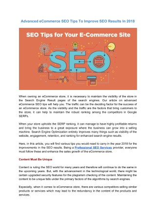 Advanced eCommerce SEO Tips To Improve SEO Results In 2018