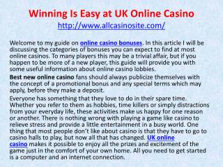 Winning Is Easy at UK Online Casino