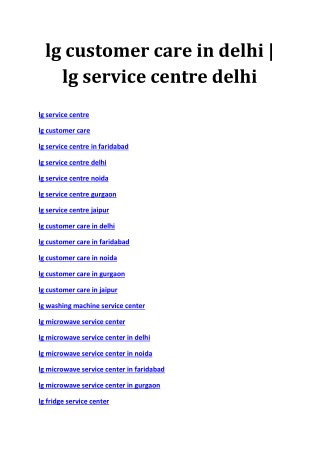 lg customer care in delhi