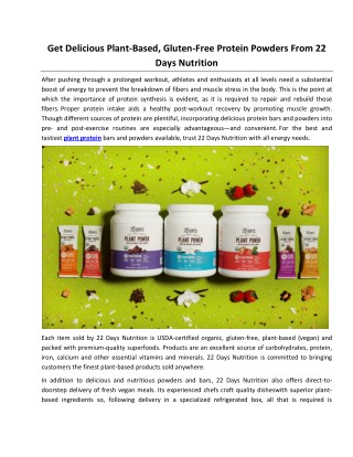 Bu y Gluten-Free Plant Protein from 22 Days Nutrition
