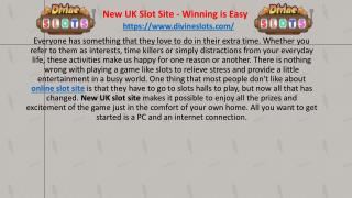 New UK Slot Site - Winning is Easy