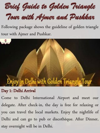 Brief Guide to Golden Triangle Tour with Ajmer and Pushkar