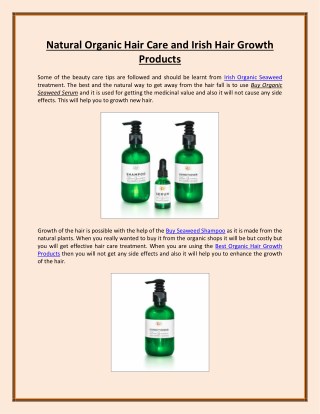 Natural Organic Hair Care and Irish Hair Growth Products