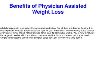Benefits of Physician Assisted Weight Loss