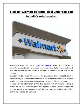 Flipkart-Walmart Potential Deal Underpins Gap in India's Retail Market