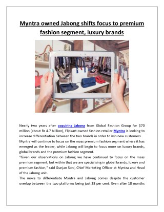 Myntra Owned Jabong Shifts Focus to Premium Fashion Segment, Luxury Brands