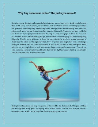 Why buy dancewear online? The perks you missed!