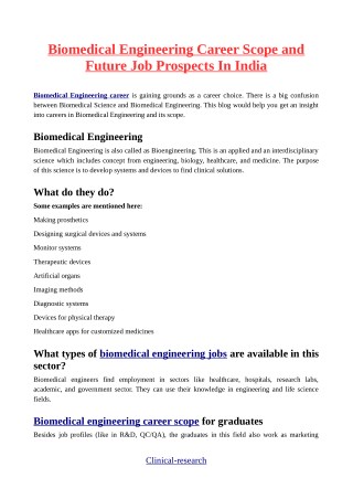 Biomedical Engineering: Career Options, Future Job Prospects And Opportunities In India