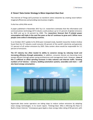 Green Data Center Strategy for Increased Energy Efficiency | Rahi Systems