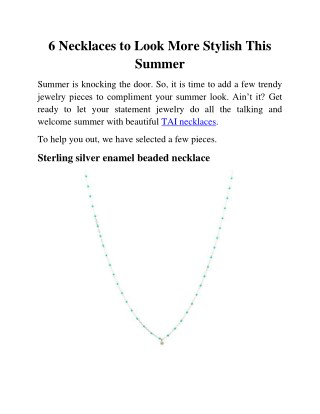 6 Necklaces to Look More Stylish This Summer