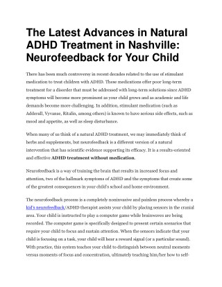 The latest advances in natural adhd treatment in nashville