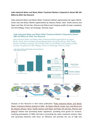 Water treatment in power plants, Water treatment in steel industry: Ken Research