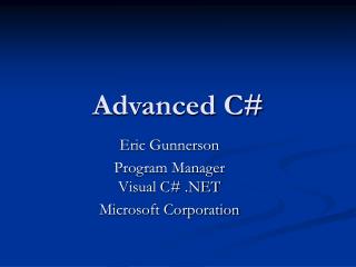 Advanced C#