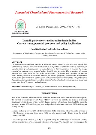 Landfill gas recovery and its utilization in India: Current status, potential prospects and policy implications