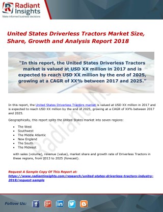 United States Driverless Tractors Market Size, Share, Growth and Analysis Report 2018