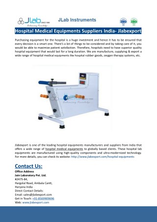 Hospital Medical Equipments Suppliers India
