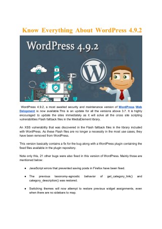 Know Everything About WordPress 4.9.2