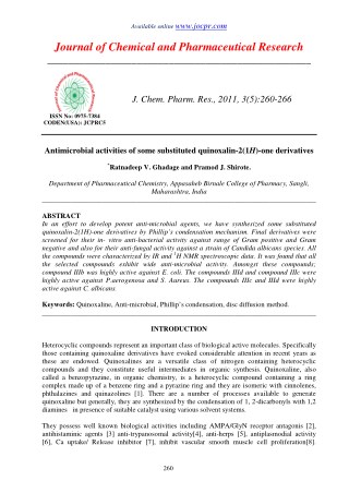 Antimicrobial activities of some substituted quinoxalin-2(1H)-one derivatives