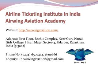 Airline Ticketing Institute in India Airwing Aviation Academy