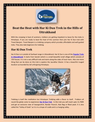 Beat the Heat with Har Ki Dun Trek â€“ Travel Banjare