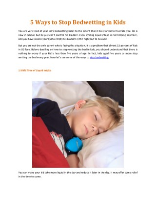 5 Ways to Stop Bedwetting in Kids