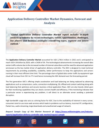Application Delivery Controller Market Dynamics, Forecast and Analysis