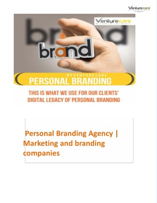 Personal Branding Agency | Marketing and branding companies