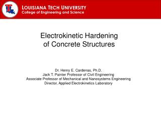 Electrokinetic Hardening of Concrete Structures