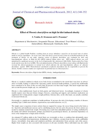 Effect of Phoenix deactylifera on high fat diet induced obesity